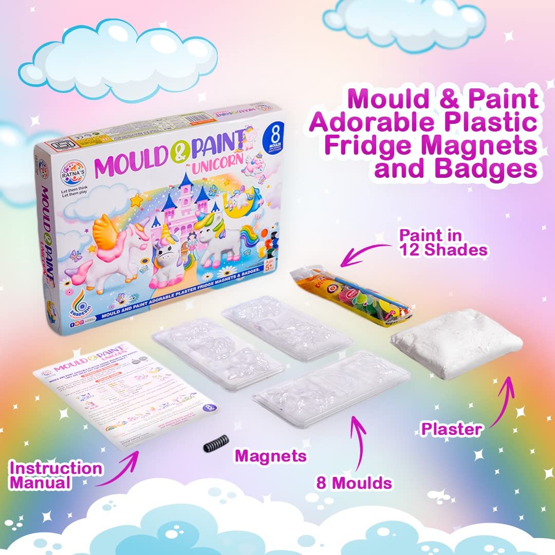 Mould & Paint Unicorn DIY Kit-Create Adorable Plaster Fridge Magnets & Badges